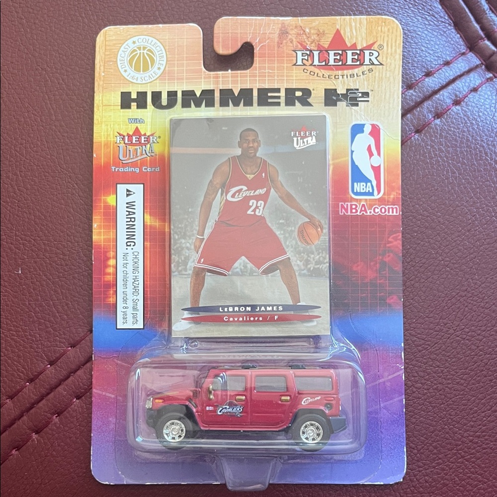 Fleer Red Hummer H2 with Lebron James Rookie Trading Card